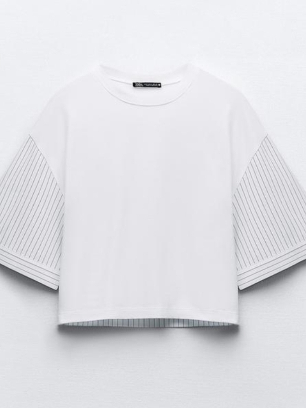 Zara MIXED POPLIN Cotton T-SHIRT Medium